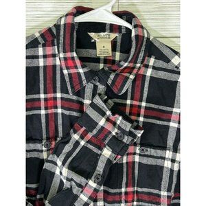 Woman's Duluth Trading Co Flannel Button‎ Down Shirt Size Small Black White Red